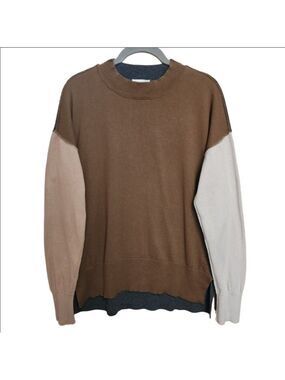 MYSTREE LONG SLEEVE LIGHTWEIGHT ALL COTTON COLORBLOCK SWEATER SIZE MEDIUM EUC
